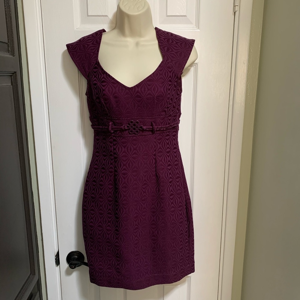 Max Studio Purple Retro Jacquard Dress-XS